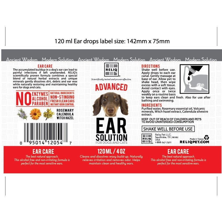 Reliq All Natural Advanced Ear Solution for Dogs and Cats
