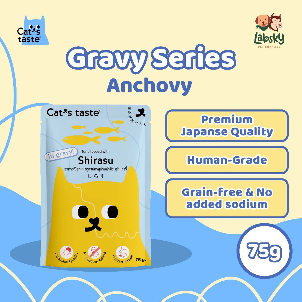 (VALUE BOX) Cat's Taste 12pcs Premium Wet Cat Food in Gravy Tuna Chicken Salmon Shrimp Anchovies 75g