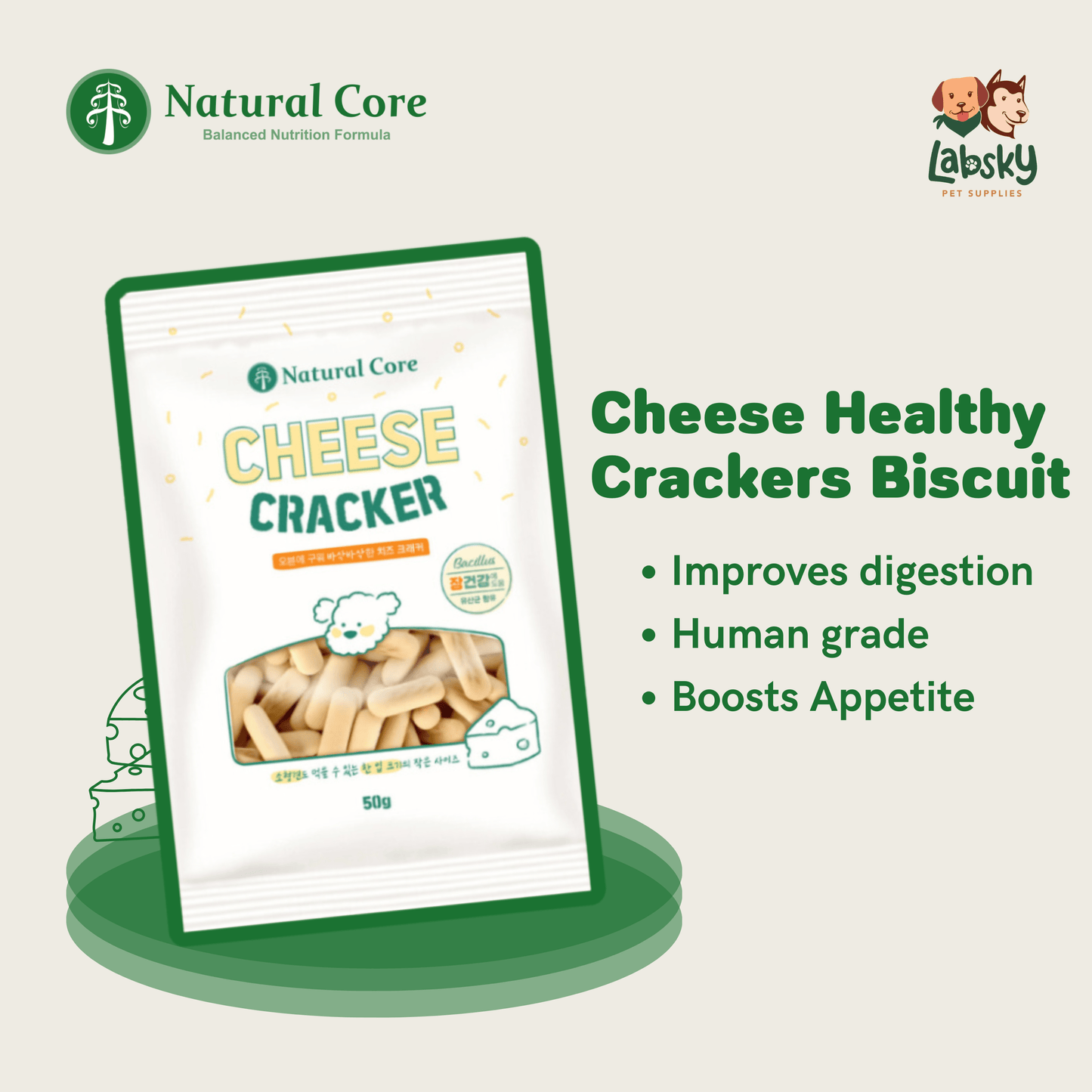 Natural Core Milk & Cheese Healthy Crackers Biscuit for Dog Made in Korea