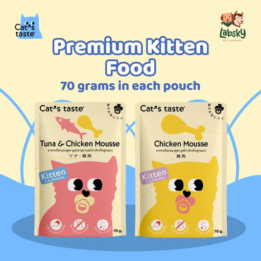 (PER PC) Cat's Taste Kitten Mousse Premium Cat Food - Tuna & Chicken, and Tuna 70g