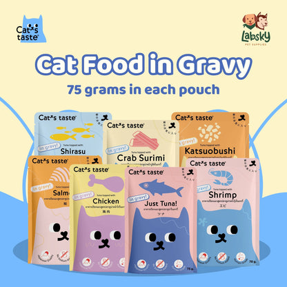 (PER PC) Cat's Taste Premium Wet Cat Food in Gravy - Tuna Chicken Salmon Shrimp Anchovies Crab 75g