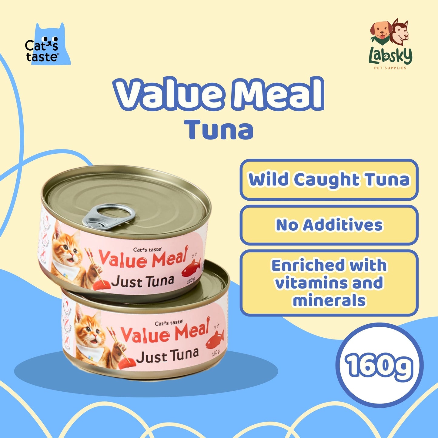 (BUNDLE) Cassava Cat Litter 100% All Natural Dust Free Clumping Odor Control (4kg) and Value Meal Grain-Free Wet Cat Food (160g x 3 cans) for Cats