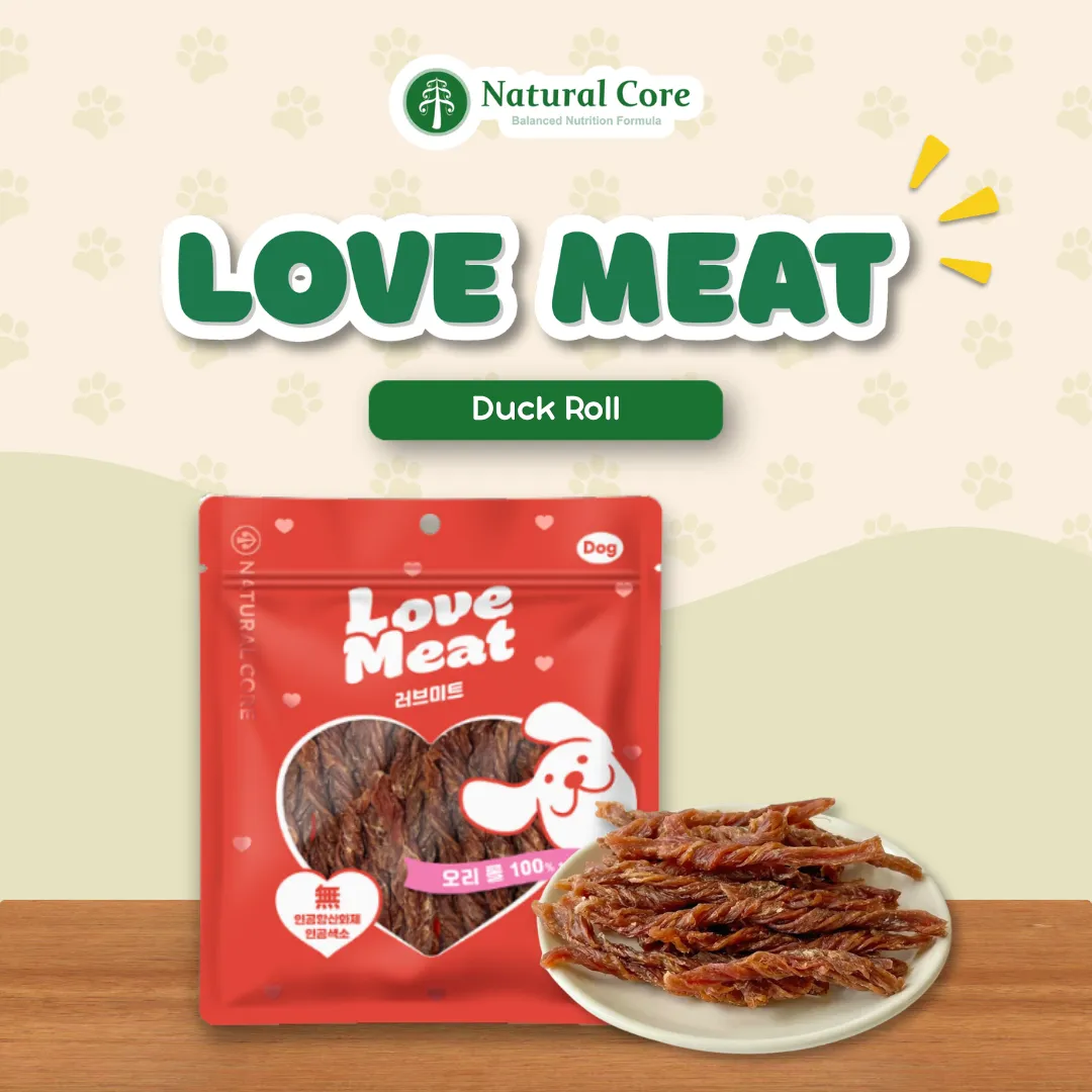 Natural Core Love Meat Chicken Cheese Duck Roll Meat Jerky Dog Treats  Made in Korea 160g