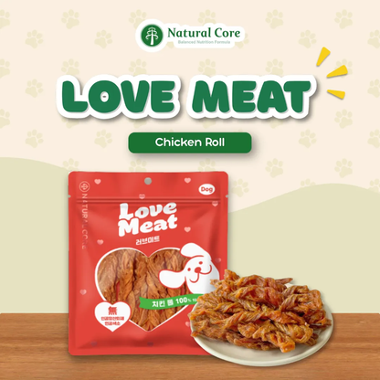 Natural Core Love Meat Chicken Cheese Duck Roll Meat Jerky Dog Treats  Made in Korea 160g