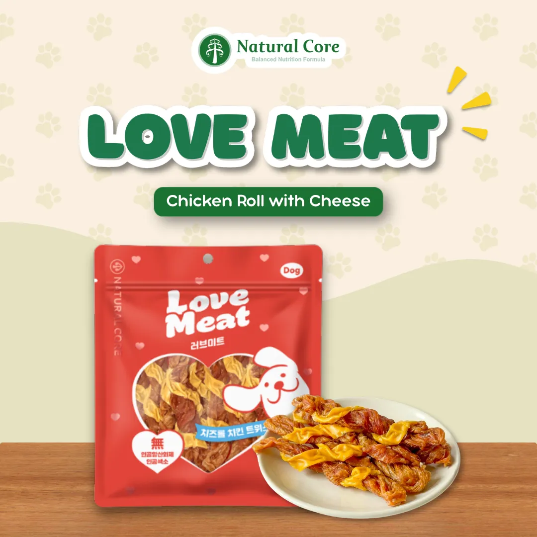 Natural Core Love Meat Chicken Cheese Duck Roll Meat Jerky Dog Treats  Made in Korea 160g