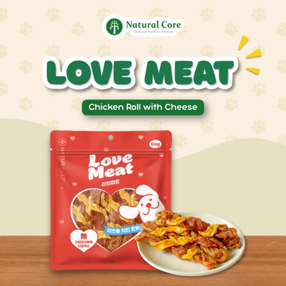 Natural Core Love Meat Chicken Cheese Duck Roll Meat Jerky Dog Treats  Made in Korea 160g
