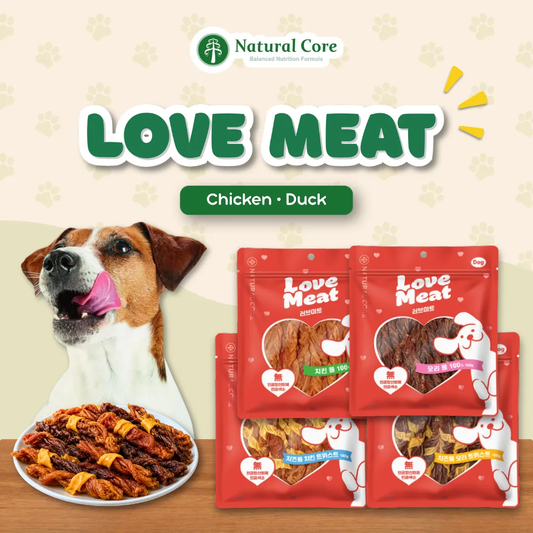 Natural Core Love Meat Chicken Cheese Duck Roll Meat Jerky Dog Treats  Made in Korea 160g
