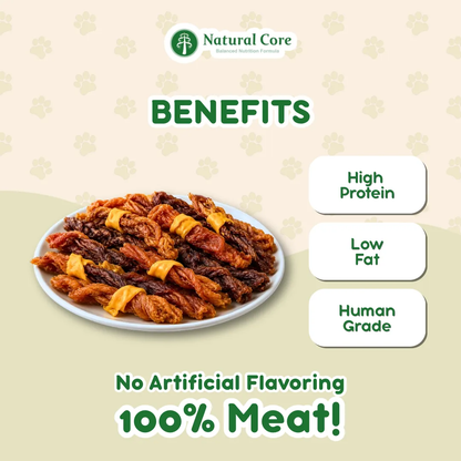 Natural Core Love Meat Chicken Cheese Duck Roll Meat Jerky Dog Treats  Made in Korea 160g