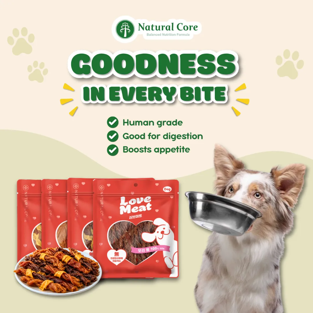 Natural Core Love Meat Chicken Cheese Duck Roll Meat Jerky Dog Treats  Made in Korea 160g