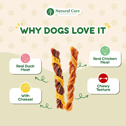 Natural Core Love Meat Chicken Cheese Duck Roll Meat Jerky Dog Treats  Made in Korea 160g