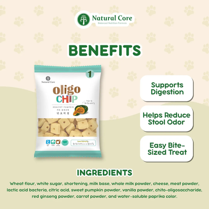 Natural Core Pumpkin Oligochip Healthy Cookie Crispy Bite Size Probiotic Treat for Dogs