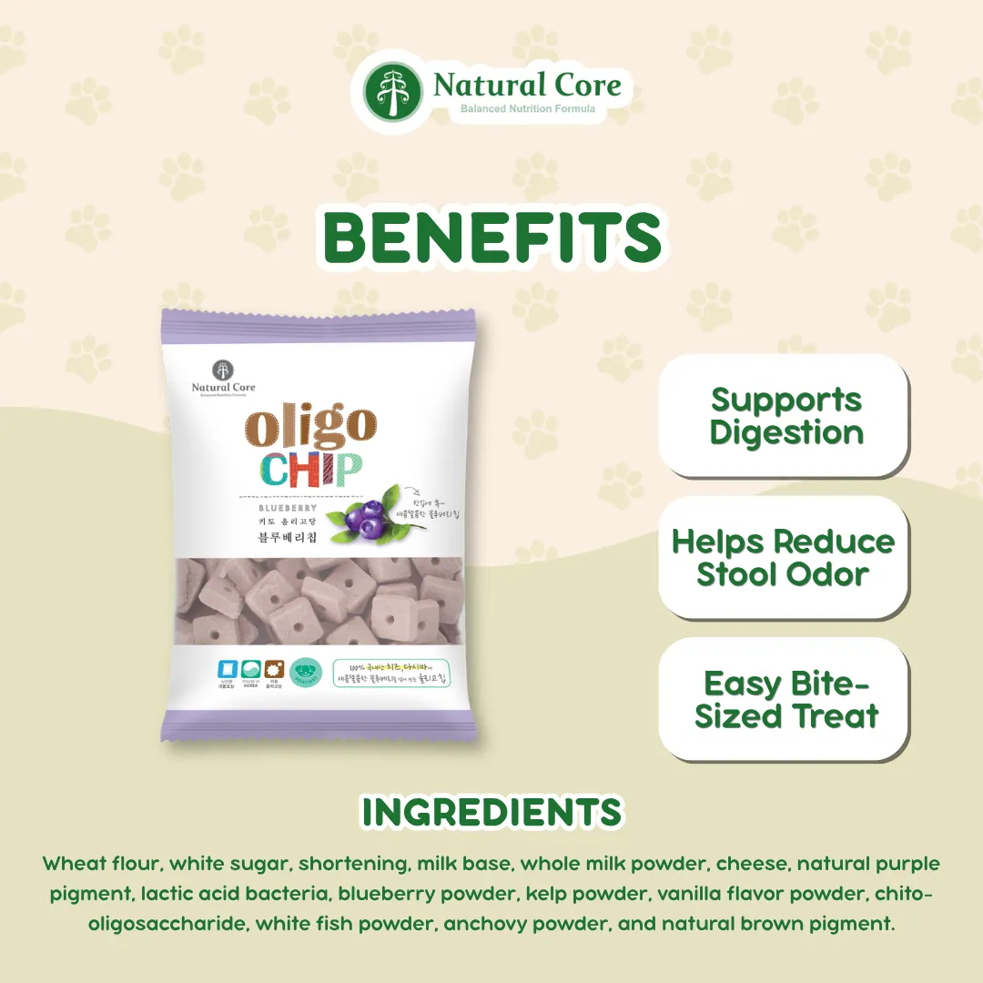 Natural Core Blueberry Oligochip Healthy Cookie Crispy Bite Size Probiotic Treat for Dogs