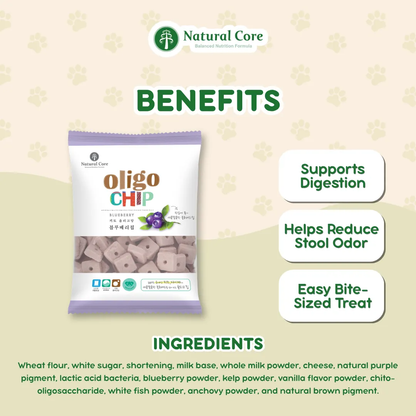 Natural Core Blueberry Oligochip Healthy Cookie Crispy Bite Size Probiotic Treat for Dogs