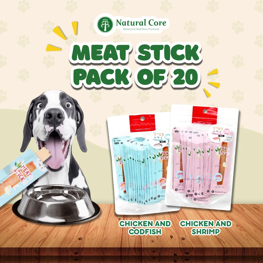 (PACK OF 20) Natural Core Tasty Steamed Chicken Shrimp Codfish Meat Stick Dog & Cat Treats All Ages