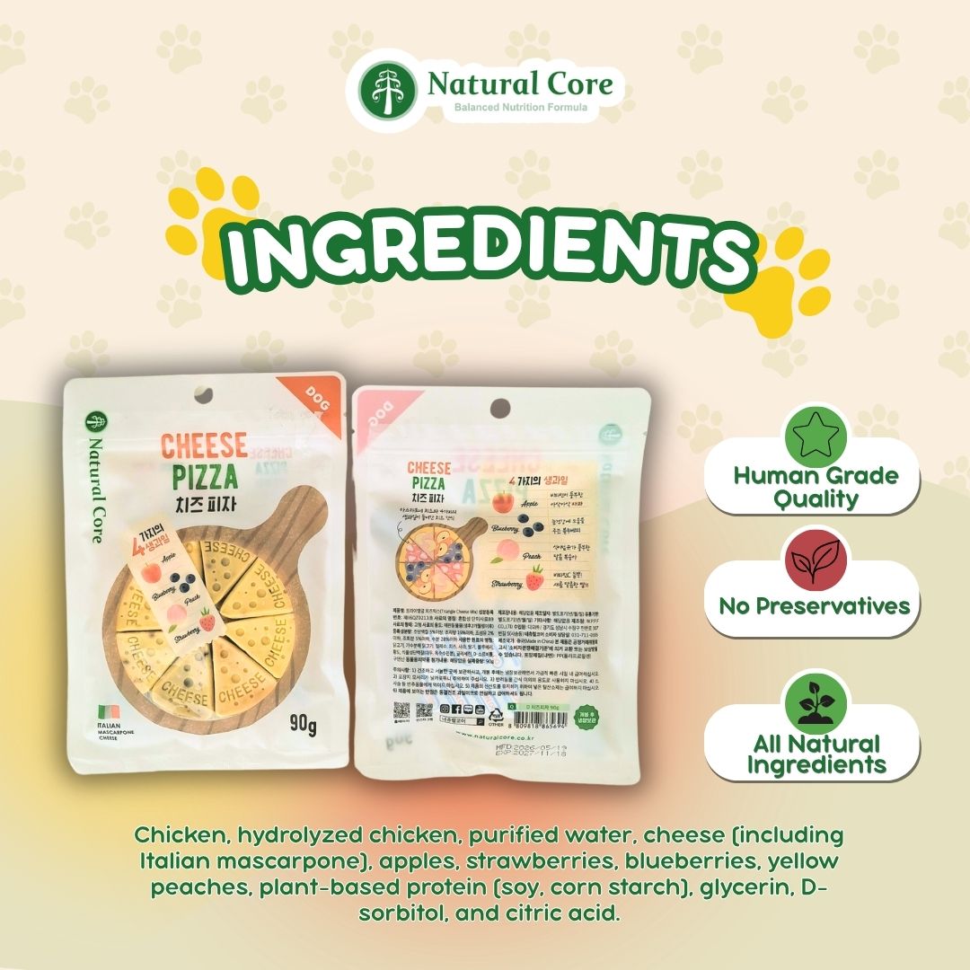 Natural Core Cheese Pizza Apple Blueberry Peach Strawberry Healthy Dog Treats Made in Korea 90g
