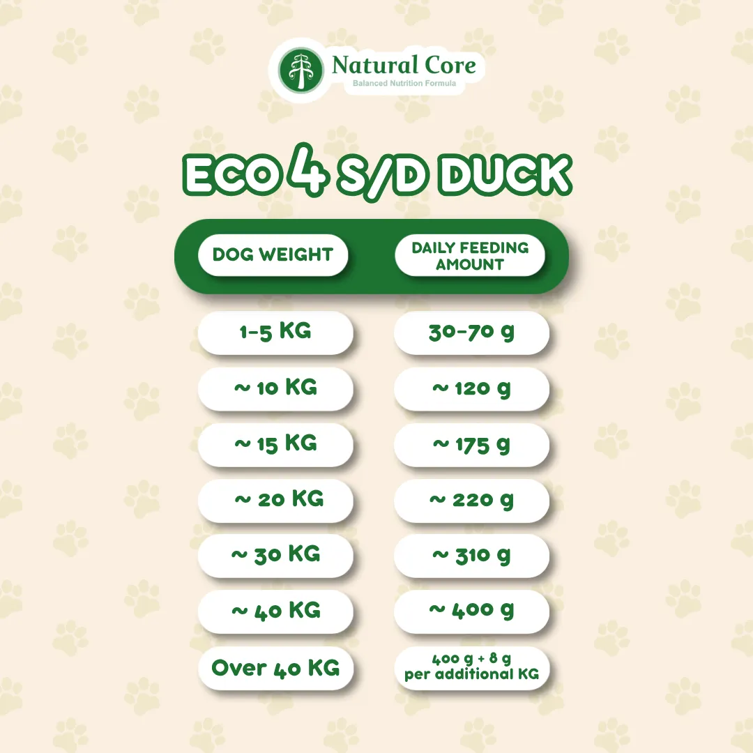 (TRIAL PACK 1PC) Natural Core Hypoallergenic Eco 1, Eco 4 Slim Down, Eco 9b Senior Salmon & Lamb for Sensitive Skin Weight Care Senior Dogs