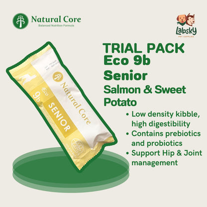 (TRIAL PACK) Natural Core Hypoallergenic Eco 1, Eco 4 Slim Down, Eco 9b Senior Salmon & Lamb for Sensitive Skin Weight Care Senior Dogs