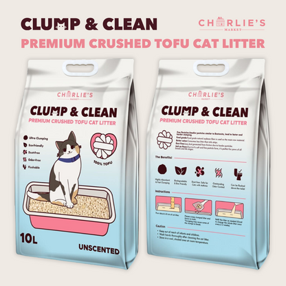 Charlie's Market Clump and Clean Crushed Tofu Flushable Absorbent All Natural Cat Litter