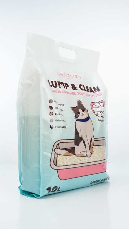 Charlie's Market Clump and Clean Crushed Tofu Flushable Absorbent All Natural Cat Litter