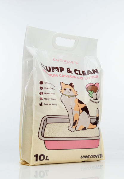 Charlie's Market Clump and Clean 100% All Natural Dust Free Clumping Odor Control Cassava Cat Litter