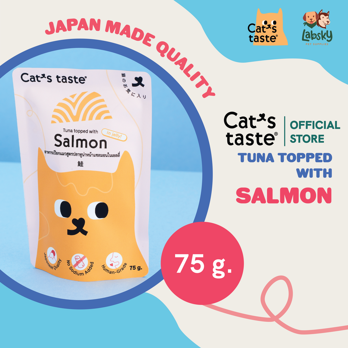 Cat's Taste Premium Wet Cat Food Tuna Chicken Salmon in Gravy 75g pouch