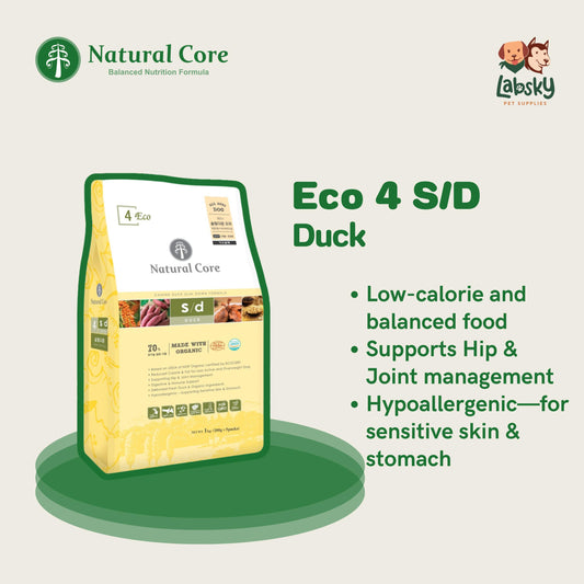 Natural Core Eco 4 S/D Slim Down Organic Duck Dog Food Low Calorie Hypoallergenic 1kg