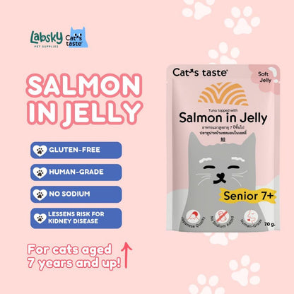 (PER PC) Cat's Taste Premium Wet Cat Food in Soft Jelly Salmon Senior 7+ Fiber Collagen Immune 70g