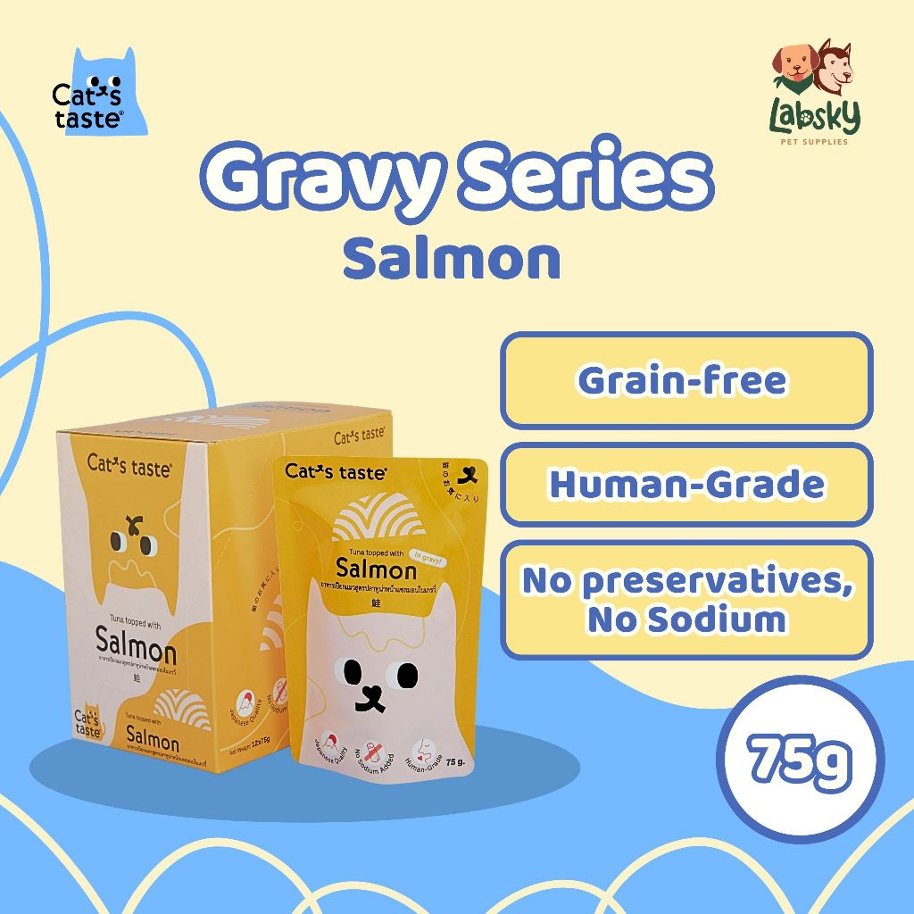 (VALUE BOX) Cat's Taste 12pcs Premium Wet Cat Food in Gravy Tuna Chicken Salmon Shrimp Anchovies 75g
