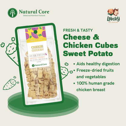 Natural Core Cheese Chicken Cube Healthy Bite-Sized Dog Treats (Human Grade) 80g