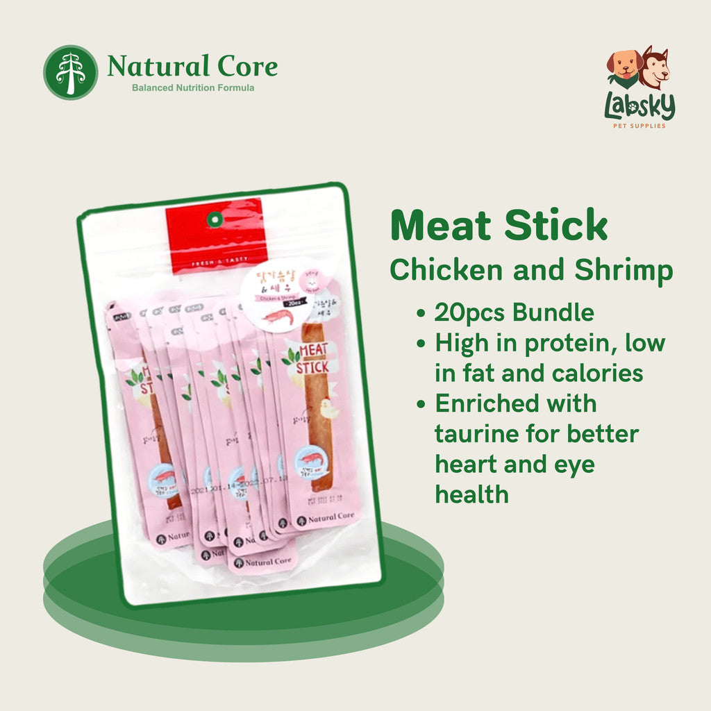 (PACK OF 20) Natural Core Tasty Steamed Chicken Shrimp Codfish Meat Stick Dog & Cat Treats All Ages
