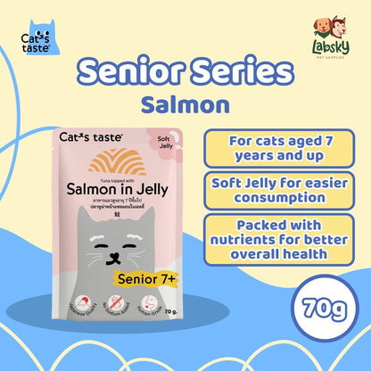 (PER PC) Cat's Taste Premium Wet Cat Food in Soft Jelly Salmon Senior 7+ Fiber Collagen Immune 70g