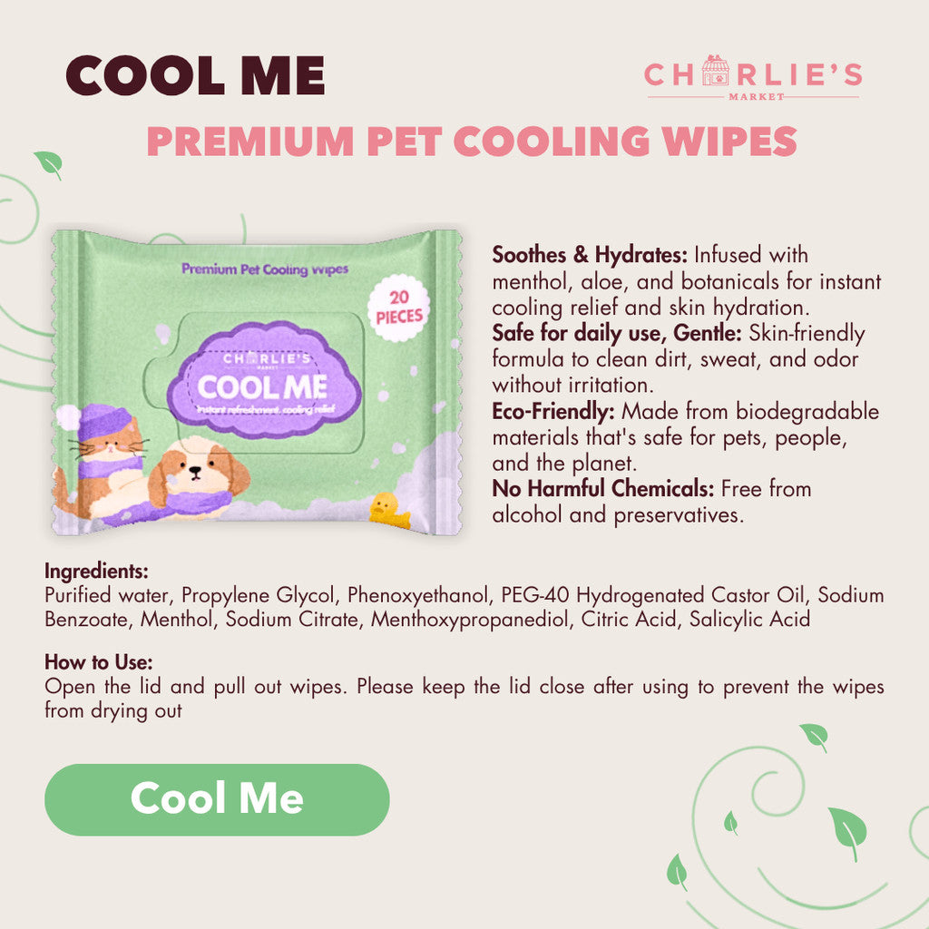 Charlie's Market Cool Me Biodegradable Cooling Wipes for Dogs and Cats