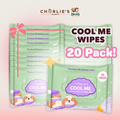 (SAVER BUNDLE) Charlie's Market Cool Me Biodegradable Cooling Wipes for Dogs Cooling Menthol