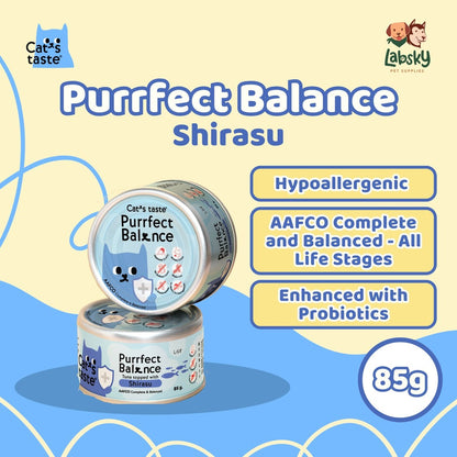 (BOX OF 24) Cat's Taste Hypoallergenic Purrfect Balance Grain-Free Premium Wet Cat Food Postbiotics