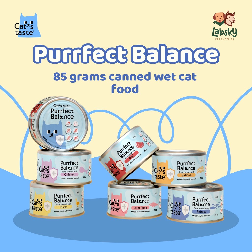 (BOX OF 24) Cat's Taste Hypoallergenic Purrfect Balance Grain-Free Premium Wet Cat Food Postbiotics