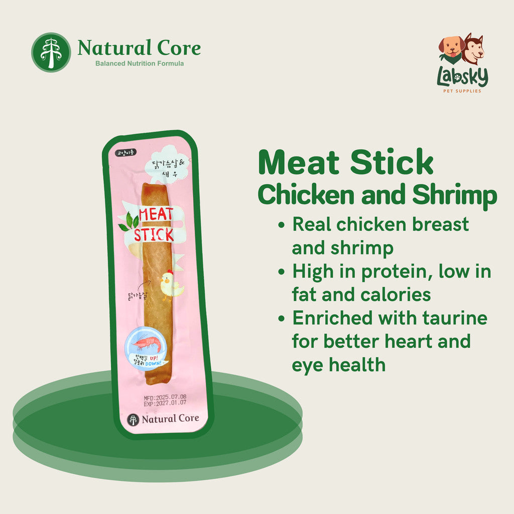 (PER PIECE) Natural Core Tasty Steamed Chicken Shrimp Codfish Meat Stick Dog & Cat Treats All Ages