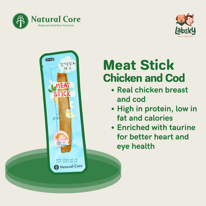 (PER PIECE) Natural Core Tasty Steamed Chicken Shrimp Codfish Meat Stick Dog & Cat Treats All Ages
