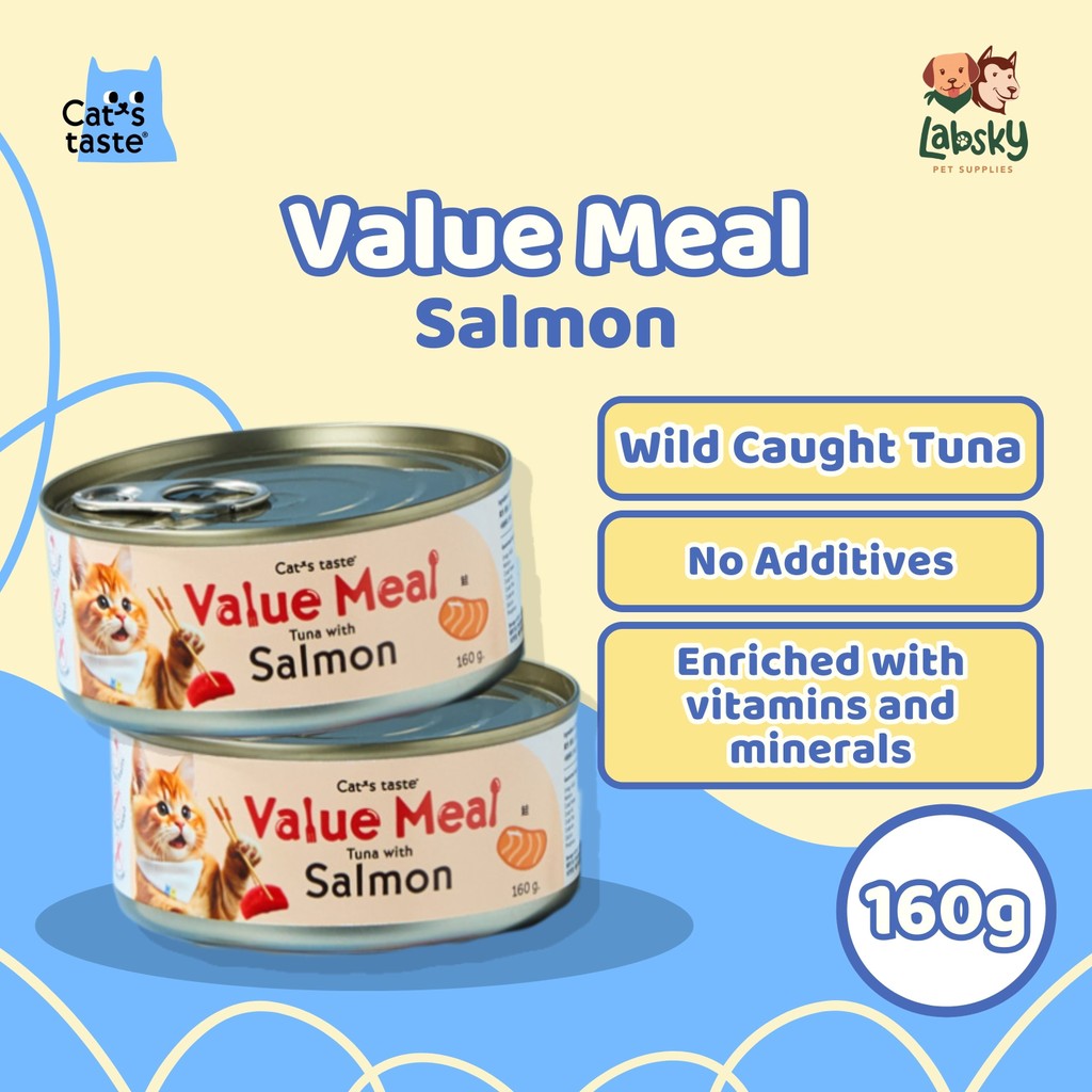 (BOX OF 24) Cat's Taste Value Meal Grain-Free Wet Cat Food - Tuna, Chicken, Salmon 160g