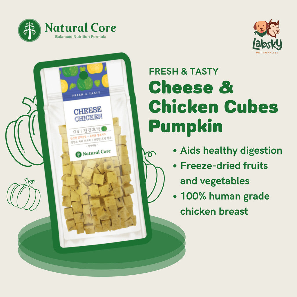 Natural Core Cheese Chicken Cube Healthy Bite-Sized Dog Treats (Human Grade) 80g