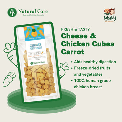 Natural Core Cheese Chicken Cube Healthy Bite-Sized Dog Treats (Human Grade) 80g