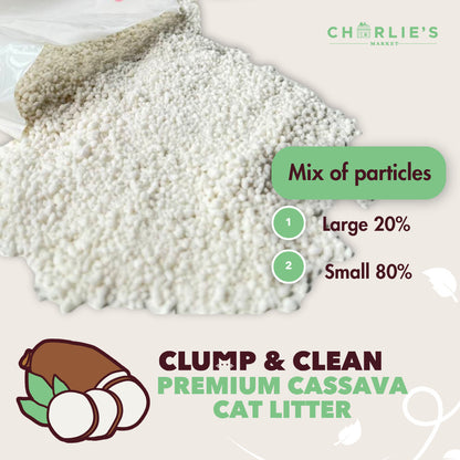 (6-PACK BUNDLE) Charlie's Market Clump and Clean All Natural Dust Free Clumping Cassava Cat Litter