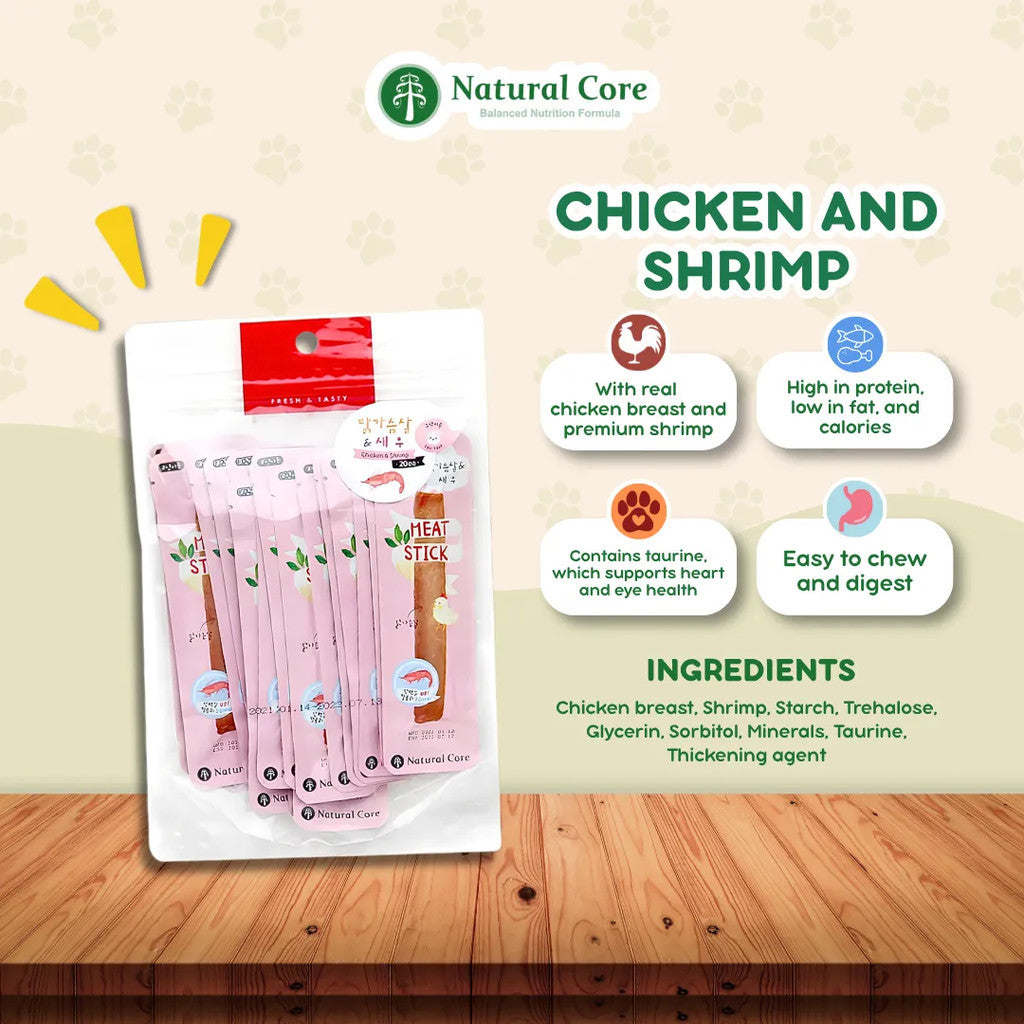 (BUNDLE OF 5) Natural Core Meat Sticks Chicken Shrimp Codfish for Dogs and Cats