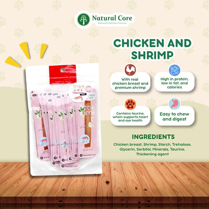 (BUNDLE OF 5) Natural Core Meat Sticks Chicken Shrimp Codfish for Dogs and Cats