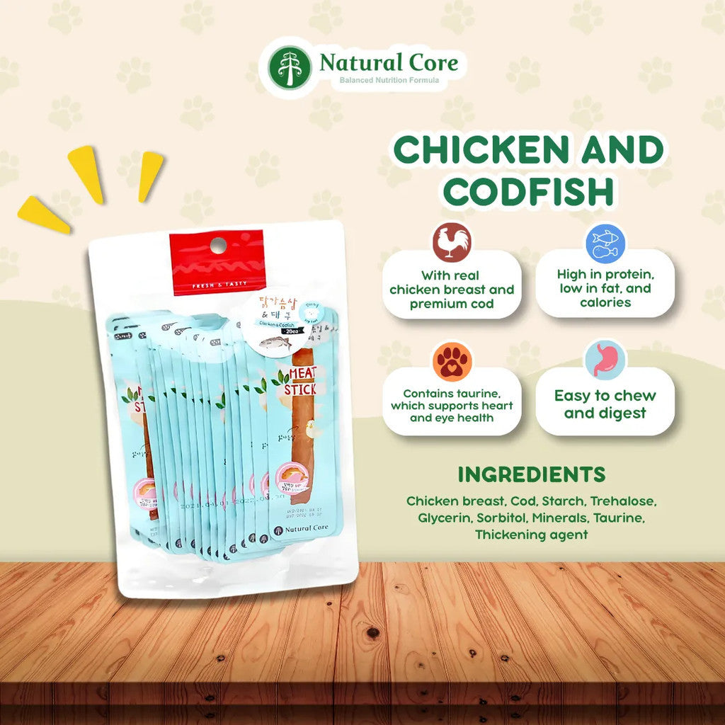 (BUNDLE OF 5) Natural Core Meat Sticks Chicken Shrimp Codfish for Dogs and Cats