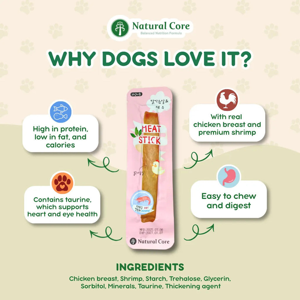 (BUNDLE OF 5) Natural Core Meat Sticks Chicken and Shrimp for Dogs and Cats