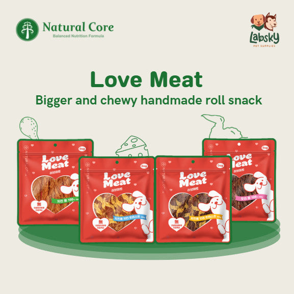 Natural Core Love Meat Chicken Cheese Duck Roll Meat Jerky Dog Treats  Made in Korea 160g
