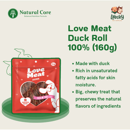 Natural Core Love Meat Chicken Cheese Duck Roll Meat Jerky Dog Treats  Made in Korea 160g