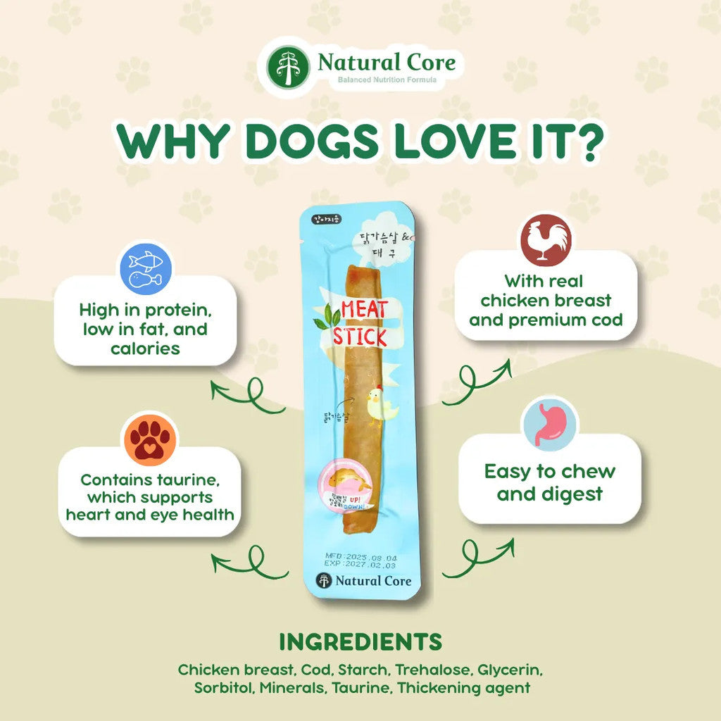 (BUNDLE of 5) Natural Core Meat Stick Chicken and Cod for Dogs and Cats