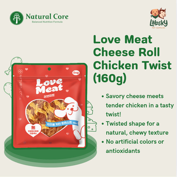 Natural Core Love Meat Chicken Cheese Duck Roll Meat Jerky Dog Treats  Made in Korea 160g