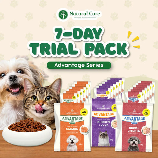 (7-DAY TRIAL PACK) Natural Core 7pcs Advantage Series salmon, chicken & duck, dog & cat food